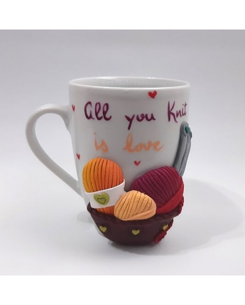 Mug decorata All you knit is love