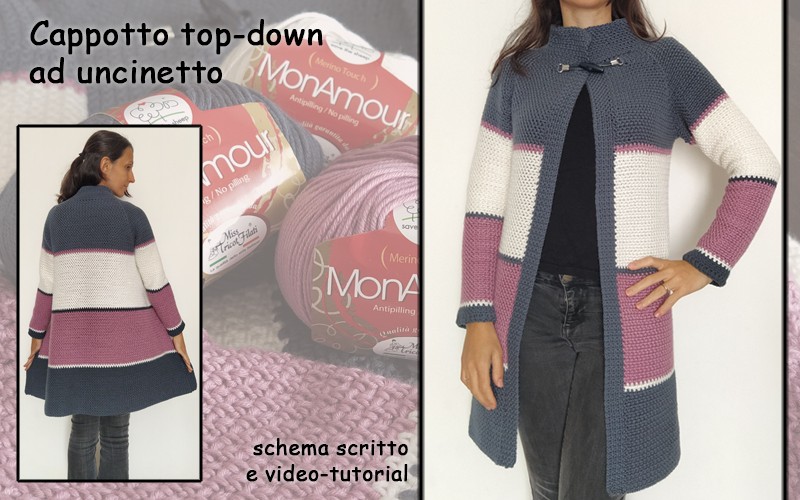 Cappotto top down ad uncinetto