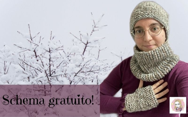 Cappello, scaldacollo e guanti a maglia legaccio con schema gratuito